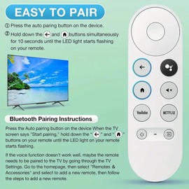 Voice Remote Control for Google Chromecast 4K Snow | G9N9N Replacement | Compatible with GA01409-US/GA01919-US/GA01920-US/GA01923-US/GA02463-US/GA02464-US | Hands-Free TV Controller