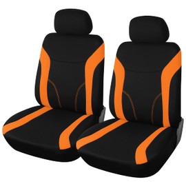 Upgrade4cars Car Seat Covers Front Seats Orange Black Car Seat Protector Set Universal for Driver Seat & Passenger Car Accessories Interior