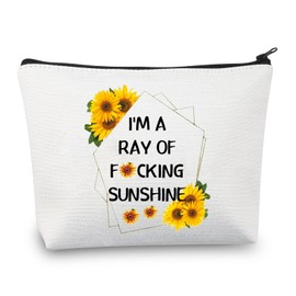 PLITI Funny Quote Makeup Bag I'm a Ray of Sunshine Sarcastic Sunshine Travel Pouch for Friend Coworker Boss Gift (Ray of sunshine BU)