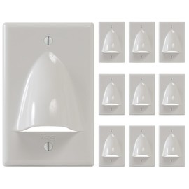 ICC Cable Pass-Through Wall Plate (10 Pack), Single Gang, ABS Plastic, Low Voltage Cable Entry for HDMI, Ethernet, AV, and Speaker Wires, White