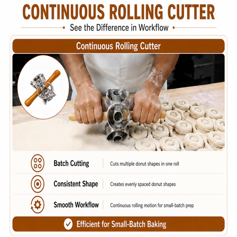 Donut Cutter Roller with Hole, Metal Doughnut Cutter for Baking