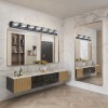 Modern 45\" Black 7-Light LED Vanity Fixture Square Acrylic Lampshades