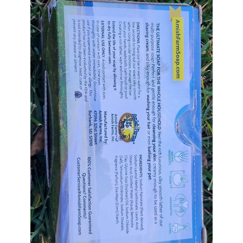 Amish Farm Handcrafted Natural Ingredients Bar Soap 6 Huge 6+