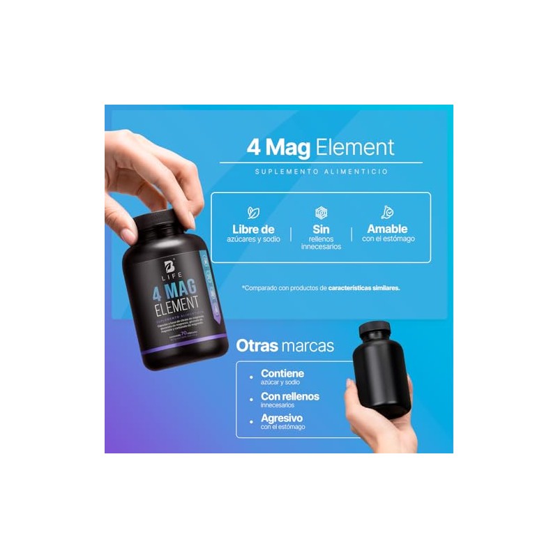 B Life Fórmula Pura de 4 Magnesios con 70 Cápsulas