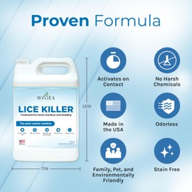 Hygea Natural Lice Spray for Home & Furniture - Natural Treatment for Head Lice - Family & Pet Friendly - Quick Action Against Infestations - Stain & Scent Free Gallon Spray