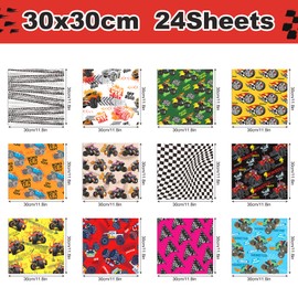 24 Sheets Double-Sided Truck Scrapbook Paper, Design Paper for Scrapbooking, Crafts, DIY Cards, Invitations, Origami, Journaling, Decoration, Background Paper, Party Decoration, 30 x 30 cm