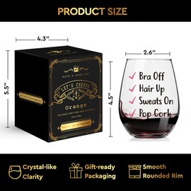 QIMIUTB Bra Off Hair Up Sweats On Pop Cork Stemless Wine Glass, Funny Sarcasm Birthday Christmas Mother's Day Gifts for Siblings Mom Wife Sister Best Friend Her Women Girlfriend Coworkers-45