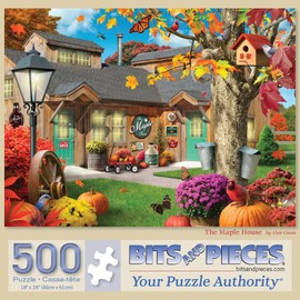 Bits and Pieces - 500 Piece Jigsaw Puzzle for Adults - 18" x 24" - The Maple House - 500 pc Colorful Fall Autumn Jigsaw by Alan Giana