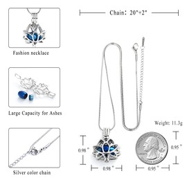 Cremation Jewelry for Ashes Pendant - Lotus Urn Necklace with Mini Keepsake Urn Memorial Ash Jewelry For Women Men