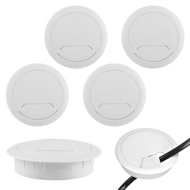 YOYEAH Pack of 4 Cable Grommets Plastic White Desk Cable Grommet Round Cable Duct Cable Box for Cable Management Desk Duct - Cable Outlet for Office and School