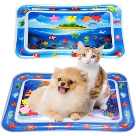 CHENRI Sensor Water Playmat, Sensory Water Play Mat for Cats, Water Mat Sensory Toy, Summer Water Play Mat, Interactive Cat Toy, Water Mat for Cats, Dogs (E)