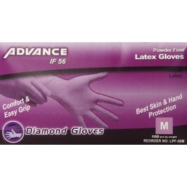 Diamond Gloves Advance Powder-Free Latex Industrial Gloves, Medium, 100 Count