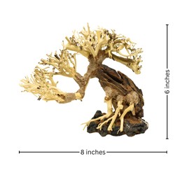 2-Pack Bonsai Driftwood Aquarium Trees on Rock 1ASRB (6" Height) 1BSS(5" Height) – Handcrafted Natural Fish Tank Decoration | Balances Water pH, Stabilizes Environment | Easy to Install