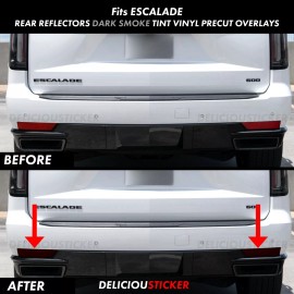 Deliciousticker For 21-24 ESCALADE Rear Reflectors Bumper SMOKE Overlay Tint Vinyl Precut