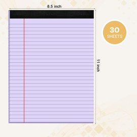 2 Pack Legal Pads 8.5 x 11 Pink Note Pads 8.5 x 11 Purple Notepad 8.5 x 11 Perforated Writing Pads 8.5 x 11 Lined Paper Pads Wide Ruled Pad of Paper 30 Sheets Notebook for Study, To-Do Lists, Office
