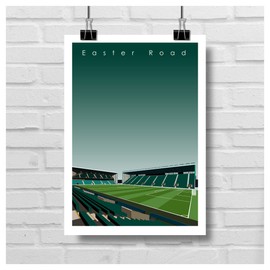 GroundDesigns HIBERNIAN FC Football Gift EASTER ROAD Stadium Art Unframed A3 Print Hibs