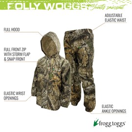 FROGG TOGGS Youth Polly Woggs Waterproof Breathable Rain Suit, Realtree APX, Medium
