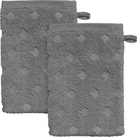 Erwin Müller Walk Terry Wash Mitt Pack of 2 Bathing Extra Absorbent Quick Drying Velvety Soft Grey Size 15 x 21 cm