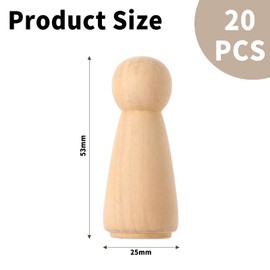 BCENG 20 Pieces Wooden Peg Doll Body 53 mm Natural Unpainted Female Male Crafts Wooden Figure Cones DIY Wooden Figures for DIY Crafts Colour Carved Christmas Birthday Decoration