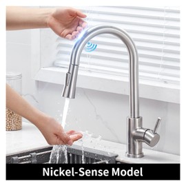 WIMPBLADB Brushed Gold Smart Smart Touch Kitchen Faucet Pull Out Kitchen Sink Water Tap Mixer Tap 360 Rotation Kitchen Shower Faucet(Brushed Nickel)