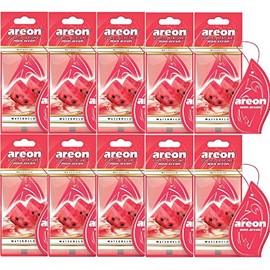 Areon Mon Auto Lufterfrischer Wassermelone Duft Autoduft Rot Anhänger Hängend Aufhängen Spiegel Pappe 2D Wohnung (Watermelon Set Pack x 10)