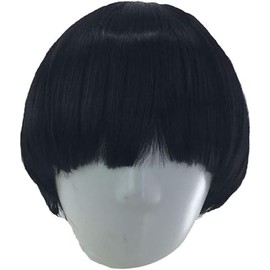 1pcs Short Black Full Bang Straight Wig Hairstyle Cosplay/daily Heat Resistant Fibre Wig for Men's Women's Unisex(Black)