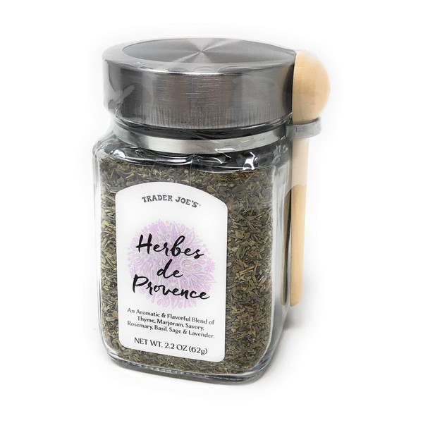 Trader Joe's Herbes de Provence Spice Mix Jar with Attached Spoon. 2.2 Oz.