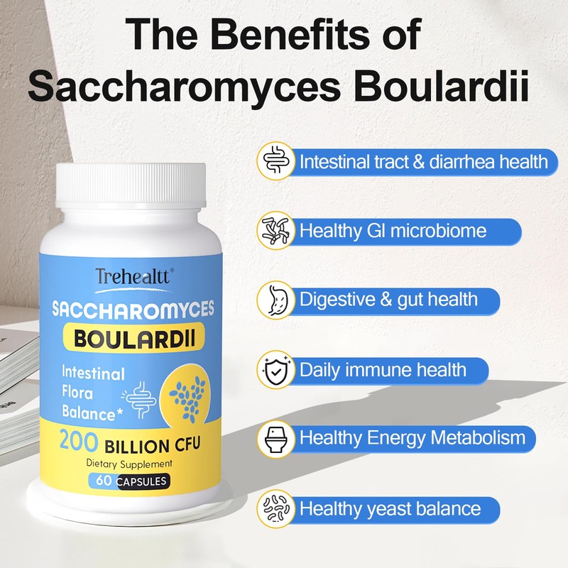 Saccharomyces Boulardii Probiotics 200 Billion CFUs, Clinically-Studied Probiotic for Women