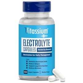 Vitassium Cápsulas de Electrolito Suplemento de Sodio y Potasio Apoya Manteniendo los Niveles De Salud, Libre de Gluten Sin Preservativos, Sin Sabor  