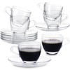 GURUDAR Glass Espresso Shot Cups with Saucers Set of 6,