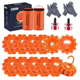DK  12 Pack of LED Road Flares Waterproof Road Emergency Lights Amber LED Flares Warning Roadside Lights DiscType: 12-Pack