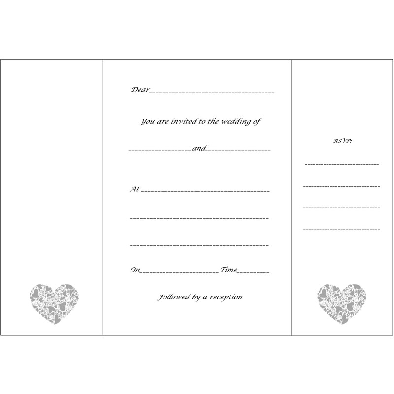 Pack of 10 Silver Wedding Invitations with ribbon and envelopes-