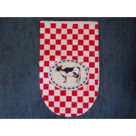 6 oven glove fabric pieces - COW - Red Check Background
