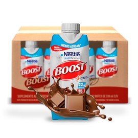 Boost Menos Azúcar Suplemento Alimenticio Chocolate caja 12 pzas 330ml cu                                                                             
