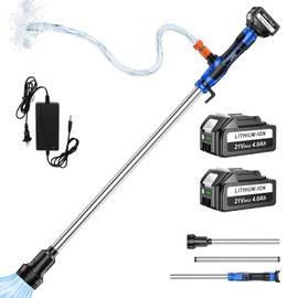 Cordless Stick Water Transfer Pump with 2x4000mAh 21V Batteries-45 Mins Long Battery Life, Compatible with Makita 18V Battery, 770GPH, 32FT Head, Battery Powered Water Pump with 3/4" Outlet 4.9ft Hose