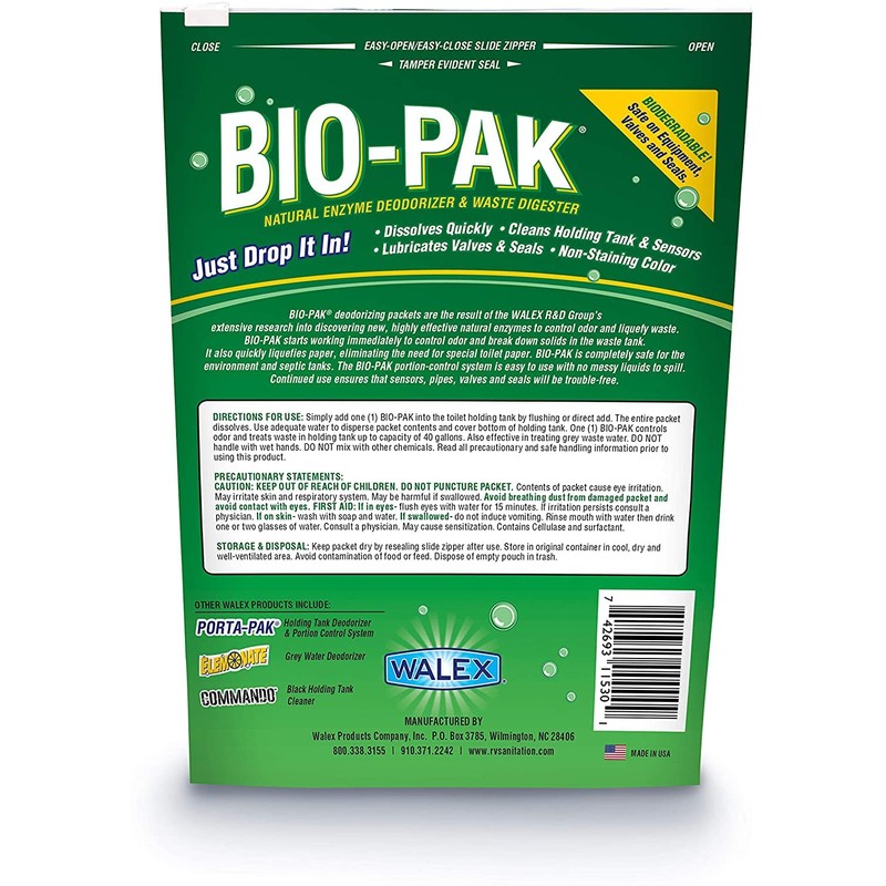 Walex BIO-11530 Bio-Pak Natural Holding Tank Deodorizer and Waste Digester,