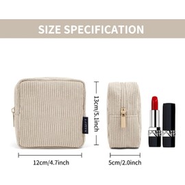 MAGEFY Bolsa de Maquillaje Pequeña de Pana Cosmetiquera para Mujer Bolsa de Cosméticos de Viaje Bolsas Esenciales con Compartimentos