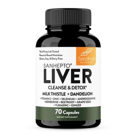 【Sandhus】Liver Cleanse & Detox Supports 11 Ingredient Blend Milk Thistle, Dandelion, Turmeric, Ginger Extract, Beet, Zinc, Vitamin E, Grape Seed:_1 Pack