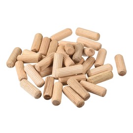 sourcing map Wooden Dowel Pins 50pcs 10x30mm(3/8"x1-1/4") Fluted Beveled Ends Wood Dowel Pegs Kiln Dried Hardwood for Woodworking Furniture Shelf