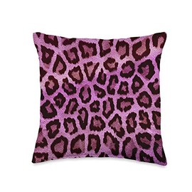 Leopard Animal Print Lisaliza Gift Design Purple Violet Leopard Print Cheetah Animal Pattern Lover Throw Pillow, 16x16, Multicolor