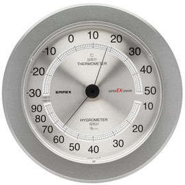 Empex EX-2737 Thermo-Hygrometer, Super EX Thermo-Hygrometer, Wall Mounted, Made in Japan, Metallic Gray, 9.1 x 9.1 x 1.1 inches (23 x 23 x 2.7 cm)
