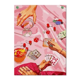 SUHEFAFA Paint by Numbers Adult Poker Paint by Numbers DIY Adults, Acrylic Paint Canvas and 3 Brush Kit Gift Home Decoration Without Frame (40 x 50 cm)