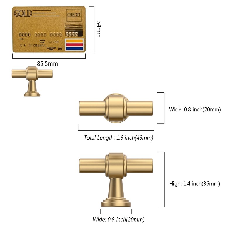 Amerdeco 10 Pack Champagne Bronze Cabinet Knobs 1.46 Inch(37mm) Single