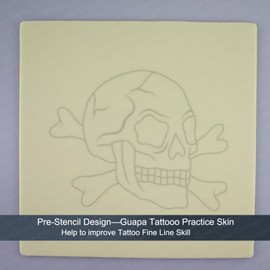 Rasmet 3 Pieces Premium 2.5 mm Synthetic Tattoo Skin Tattoo Practice Skin with Pattern for Realistic Training 20 x 20 cm (Skull Design)