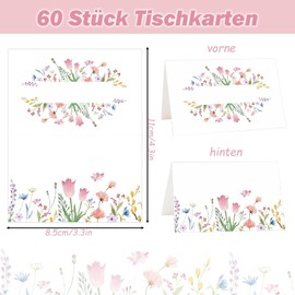 60 Place Cards Wedding Birthday Name Cards Wedding Place Cards Seat Cards 85 x 55 mm Table Decoration Name Cards for Self-Labelling Place Cards for Confirmation Communion Christening