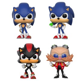 Funko Pop Games Sonic - Sonic w/ Ring, Sonic w/ Emerald, Shadow, Dr. Eggman Vinyl Figures Set