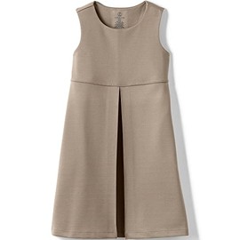 Lands' End Uniform Ponte Pleated Jumper Khaki Kids 8