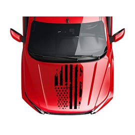 Tower Decals Distressed American Flag Truck Hood Vinyl Decal Matte Black 0065