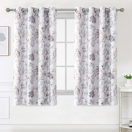 H.VERSAILTEX Blackout Curtains 63 Inch Length 2 Panels Set Floral Print Curtain Drapes for Living Room Thermal Insulated Grommet Window Curtains for Bedroom - Traditional Floral in Terracotta and Blue