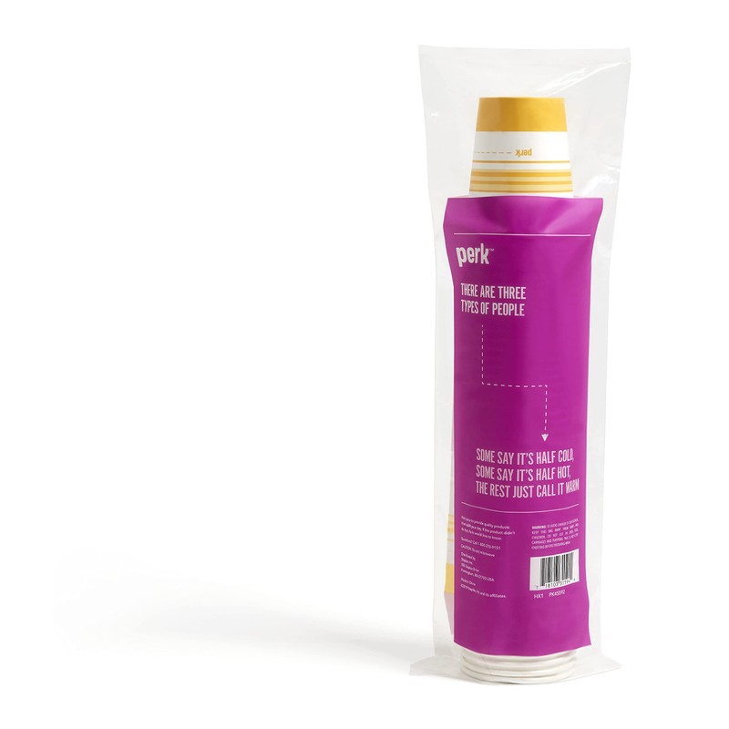 Perk Staples Paper Hot Cup, 8 Oz., White/Yellow